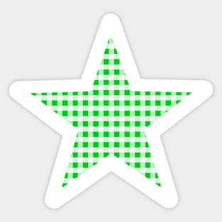 Green and White Gingham Star Sticker